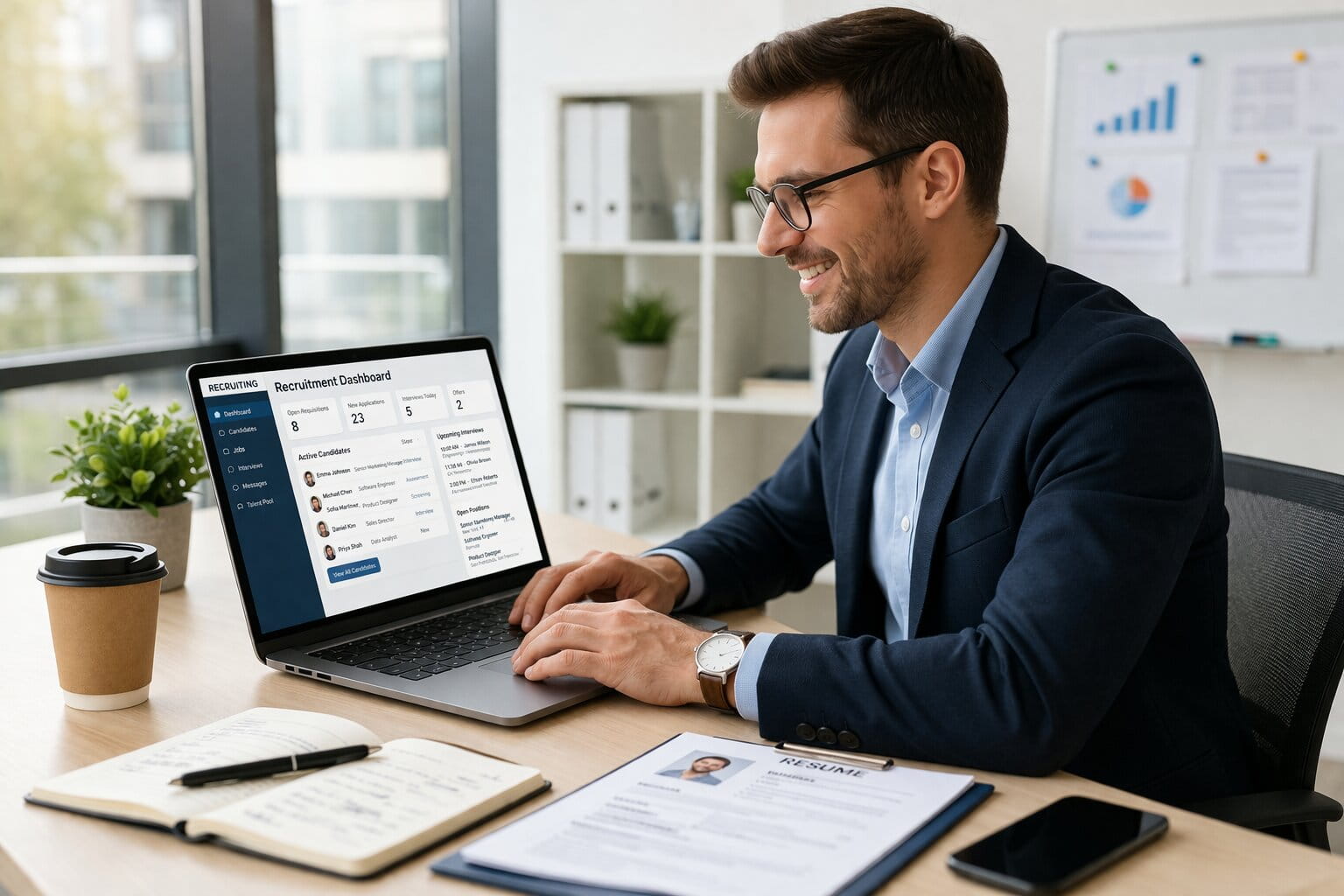 Recruitment Professional working on his laptop