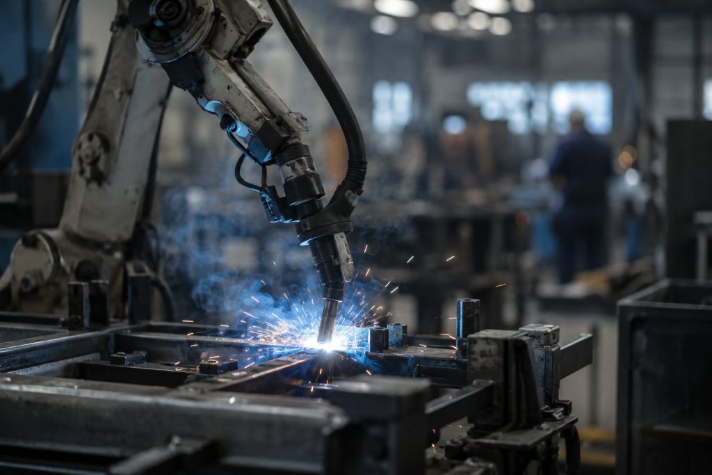 Lasrobot aan het werk in de machinebouw